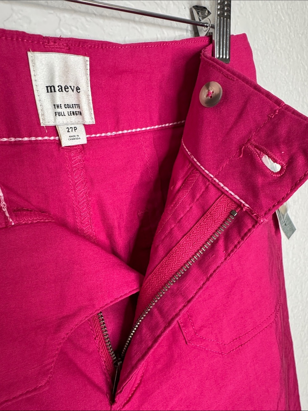 NWT Maeve Anthropologie Colette Full Length Wide Leg Pants Pink 27P Magic Fabric - Picture 8 of 9